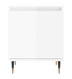 Tables de chevet 2pcs blanc brillant 40x30x50cm bois ingénierie