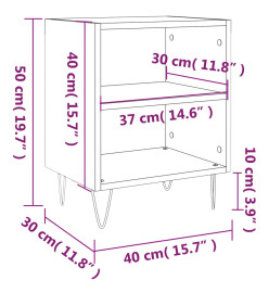 Tables de chevet 2 pcs sonoma gris 40x30x50cm bois d'ingénierie