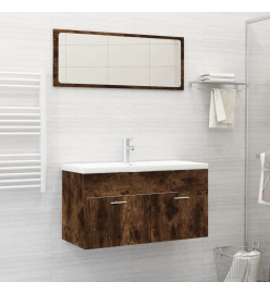 Ensemble de meubles de salle de bain 2 pcs Chêne fumé