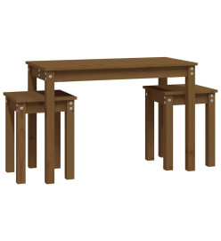 Tables gigognes 3 pcs Marron miel Bois de pin massif