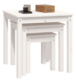 Tables gigognes 3 pcs Blanc Bois de pin massif