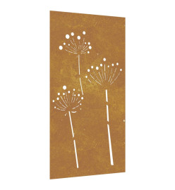 Décoration murale jardin 105x55 cm acier corten design de fleur