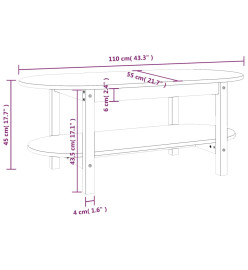 Table basse 110x55x45 cm Bois massif de pin