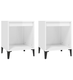 Tables de chevet 2 pcs Blanc brillant 40x35x50 cm