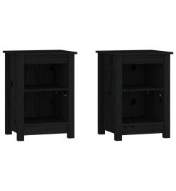 Tables de chevet 2 pcs Noir 40x35x55 cm Bois de pin solide