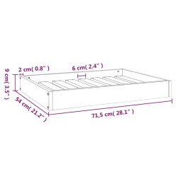 Lit pour chien Blanc 71,5x54x9 cm Bois de pin solide