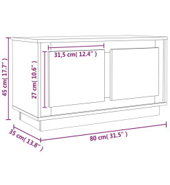 Meuble TV blanc brillant 80x35x45 cm bois d'ingénierie