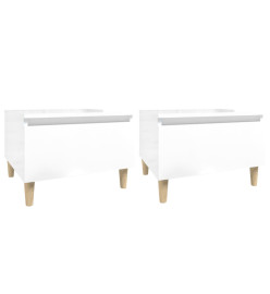 Tables d'appoint 2pcs Blanc brillant 50x46x35cm Bois ingénierie