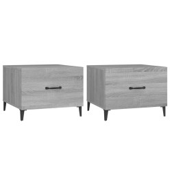 Tables basses avec pieds en métal 2 pcs Sonoma gris 50x50x40 cm