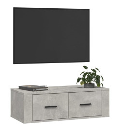 Meuble TV suspendu Gris béton 80x36x25 cm Bois d'ingénierie