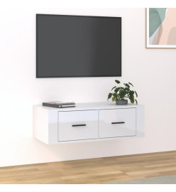 Meuble TV suspendu Blanc brillant 80x36x25 cm Bois d'ingénierie