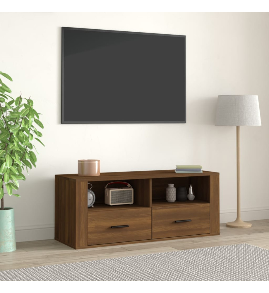 Meuble TV Chêne marron 100x35x40 cm Bois d'ingénierie