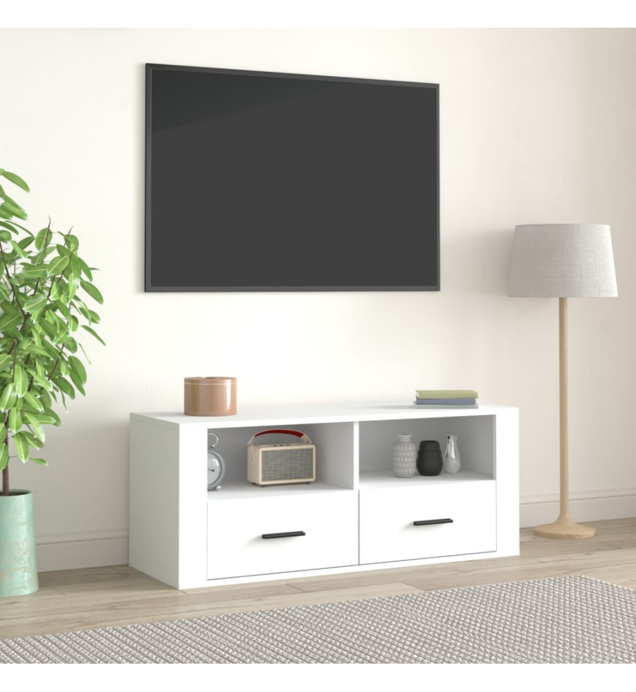 Meuble TV Blanc 100x35x40 cm Bois d'ingénierie