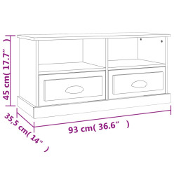 Meuble TV chêne fumé 93x35,5x45 cm bois d'ingénierie