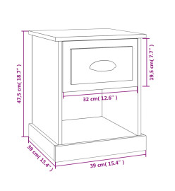 Tables de chevet 2 pcs noir 39x39x47,5 cm bois d'ingénierie