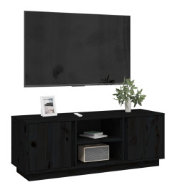 Meuble TV Noir 110x35x40,5 cm Bois de pin massif