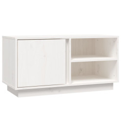 Meuble TV Blanc 80x35x40,5 cm Bois de pin massif