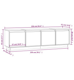 Meuble TV Gris 156x37x45 cm Bois de pin massif