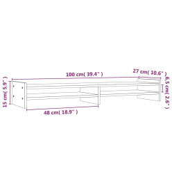 Support de moniteur Blanc 100x27x15 cm Bois de pin solide