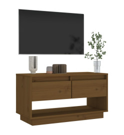 Meuble TV Marron miel 74x34x40 cm Bois de pin massif