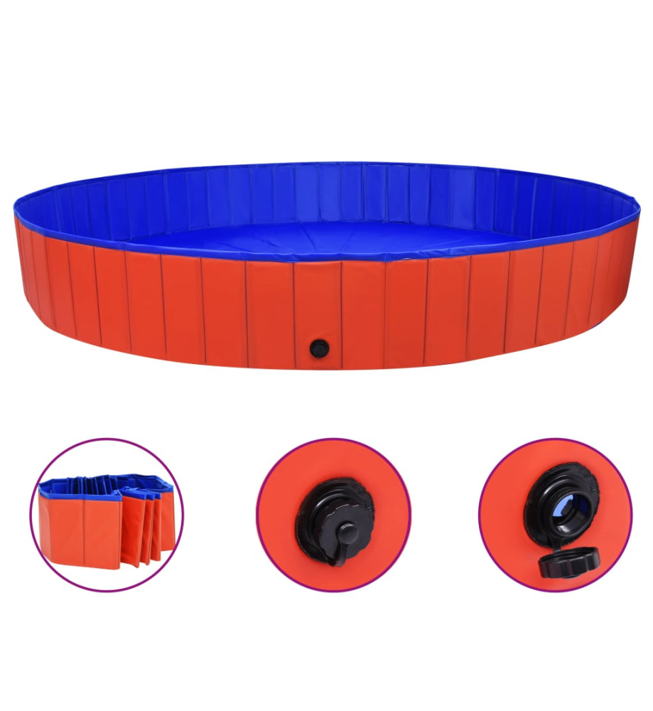 Piscine pliable pour chiens Rouge 300x40 cm PVC