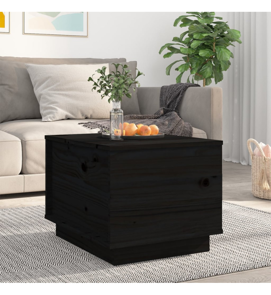 Table basse Noir 40x50x35 cm Bois massif de pin