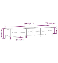 Meuble TV Blanc brillant 150x34,5x30 cm Bois d'ingénierie