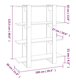 Bibliothèque/Séparateur de pièce Gris béton 100x30x123,5 cm