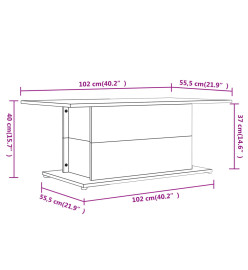 Table basse Blanc brillant 102x55,5x40 cm Aggloméré