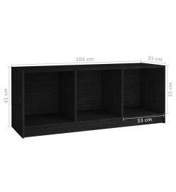 Meuble TV Noir 104x33x41 cm Bois de pin massif