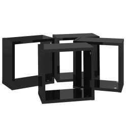 Étagères cube murales 4 pcs Noir brillant 26x15x26 cm