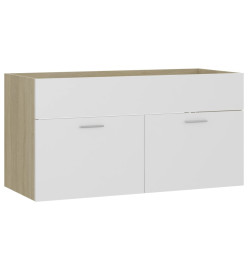 Armoire d'évier Blanc et chêne sonoma 90x38,5x46 cm Aggloméré