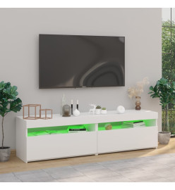 Meubles TV 2 pcs avec lumières LED Blanc brillant 75x35x40 cm