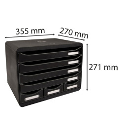 Exacompta Set de tiroirs de bureau Store-Box 7 tiroirs Noir brillant