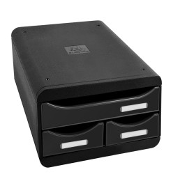 Exacompta Set de tiroirs de bureau Small-Box Black 3 tiroirs Brillant