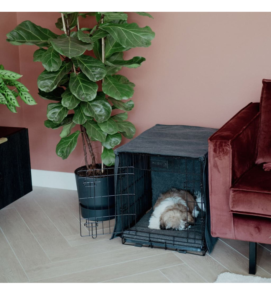 DISTRICT70 Couverture de cage pour chien Gris foncé L