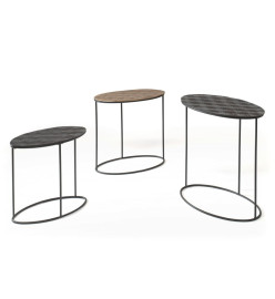 Rousseau Ensemble de tables d'appoint 3 pcs Tanto Métal Noir et doré