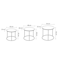 Rousseau Ensemble de tables d'appoint 3 pcs Tanto Métal Noir et doré