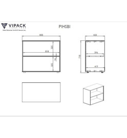 Vipack Bibliothèque 2 niveaux Pino Bois Blanc