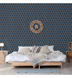 DUTCH WALLCOVERINGS Papier peint Geometric Bleu et doré