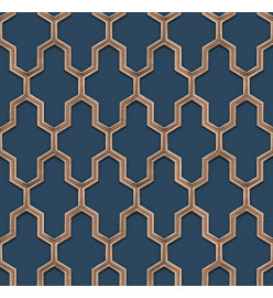 DUTCH WALLCOVERINGS Papier peint Geometric Bleu et doré