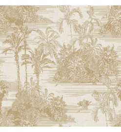 DUTCH WALLCOVERINGS Papier peint Tropical Beige et doré