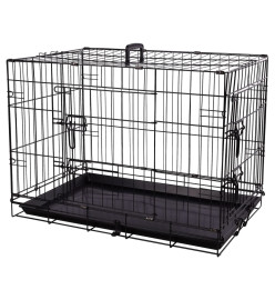 FLAMINGO Cage métallique animaux avec porte coulissante M Noir