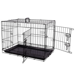 FLAMINGO Cage métallique animaux avec porte coulissante M Noir