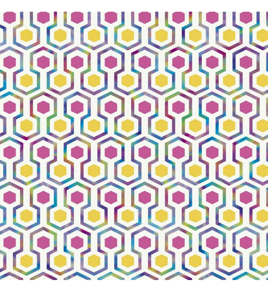 Good Vibes Papier peint Hexagon Pattern Rose et jaune