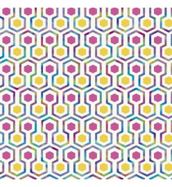 Good Vibes Papier peint Hexagon Pattern Rose et jaune