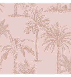 DUTCH WALLCOVERINGS Papier peint Arbres tropicaux Rose