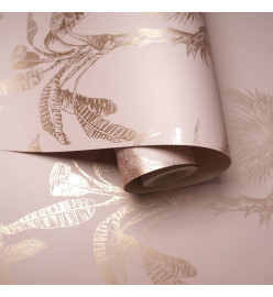 DUTCH WALLCOVERINGS Papier peint Arbres tropicaux Rose