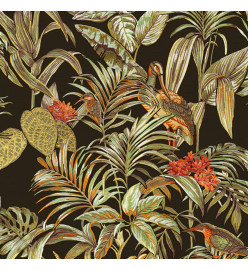 DUTCH WALLCOVERINGS Papier peint Bird-of-Paradise Noir