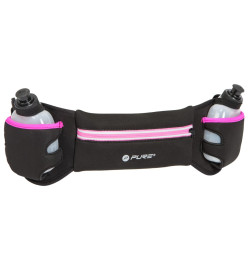 Pure2Improve Ceinture de course avec 2 bouteilles Noir et rose